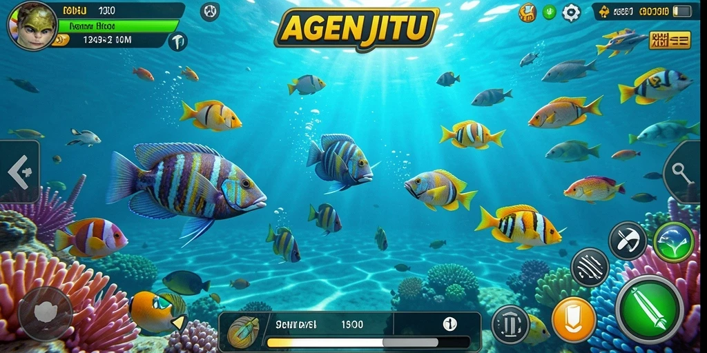 Screenshot gameplay AGENJITU yang menampilkan keseruan menembak ikan.
