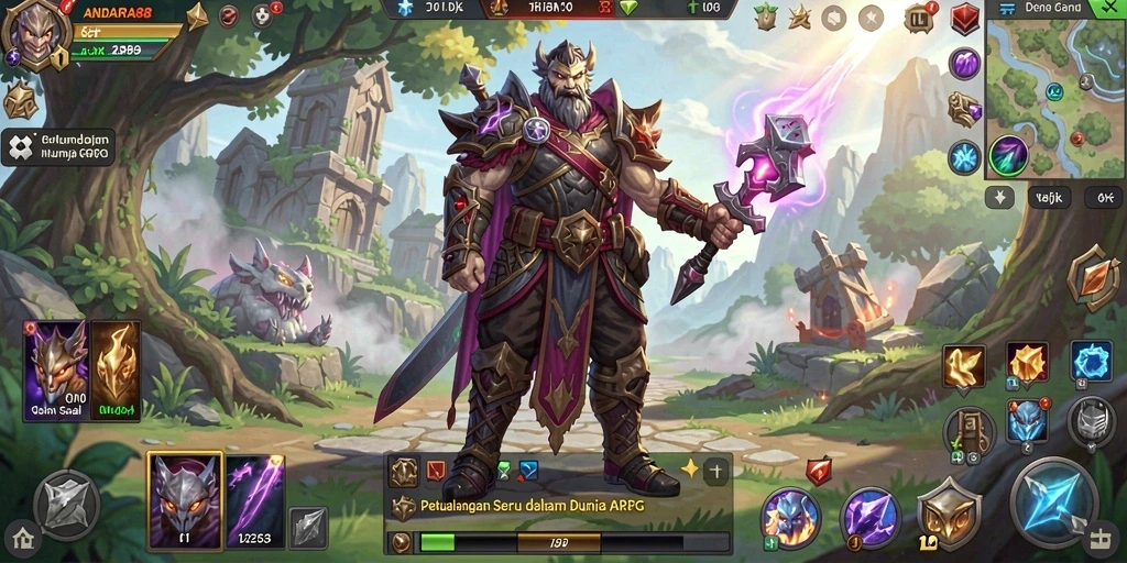 Tampilan seru dari gameplay ARPG ANDARA88 dengan pertarungan mendebarkan.