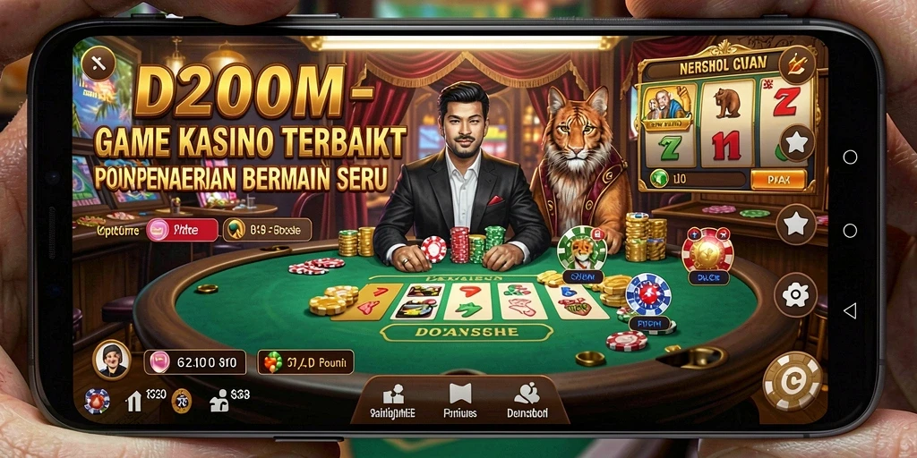 Tampilan gameplay D200M yang menakjubkan dengan semangat kasino.