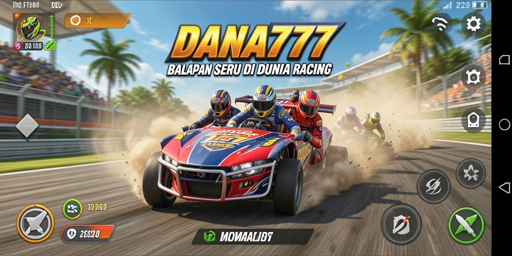 Tampilan gameplay seru DANA777 dengan balapan mendebarkan.