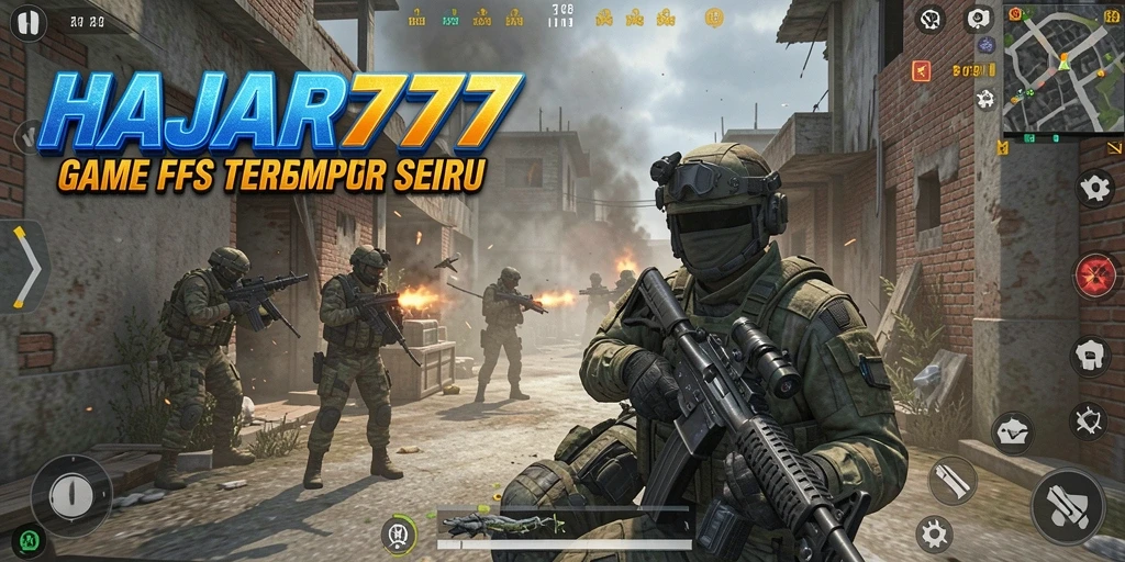 Screenshot HAJAR777 menampilkan pertempuran FPS yang intens dan seru.