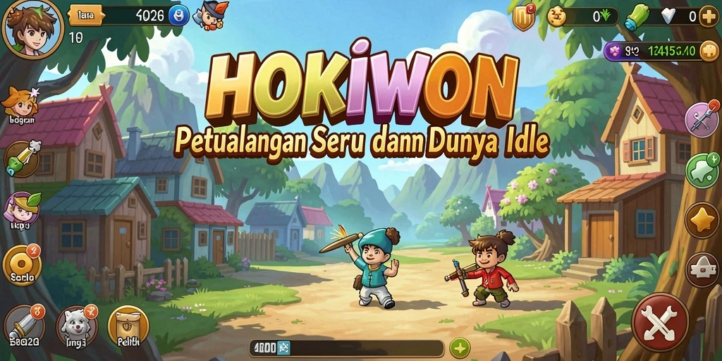 Tampilan gameplay seru HOKIWON dalam dunia Idle.