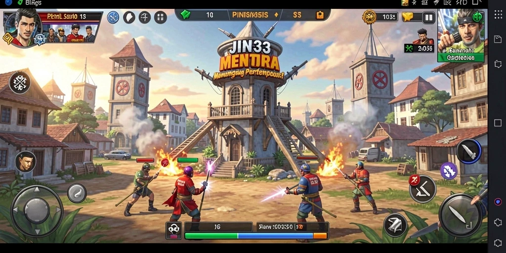 Screenshot JIN33 menampilkan momen intens dalam pertarungan Tower Defense.