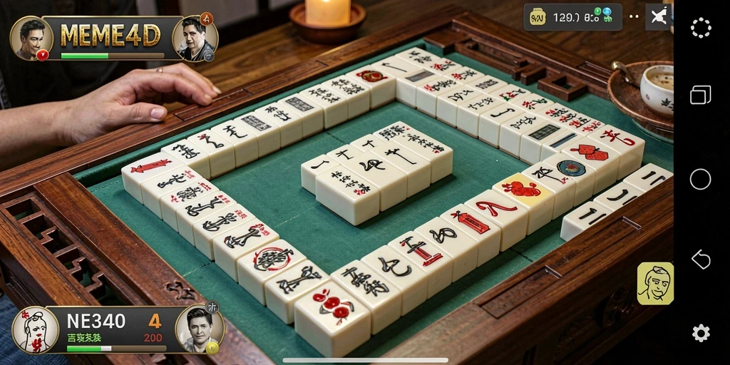 Tampilan gameplay menarik dari MEME4D saat bermain Mahjong.