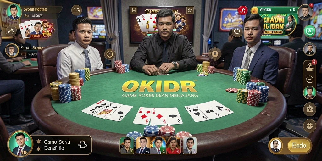 Tampilan menarik dari gameplay Poker di OKIDR.