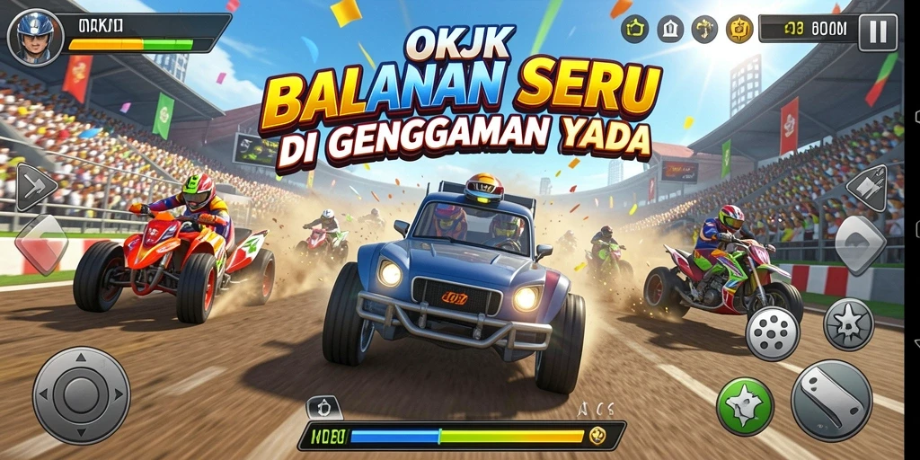 Tampilan gameplay yang menampilkan aksi balap OKJK yang mendebarkan.
