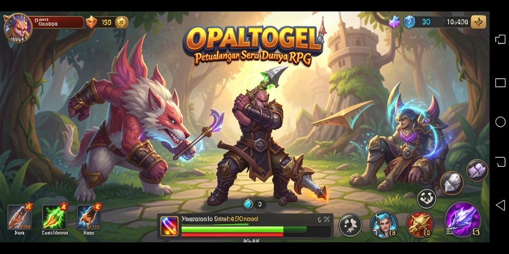 Screenshot gameplay OPALTOGEL yang menampilkan pertarungan seru dan karakter unik.
