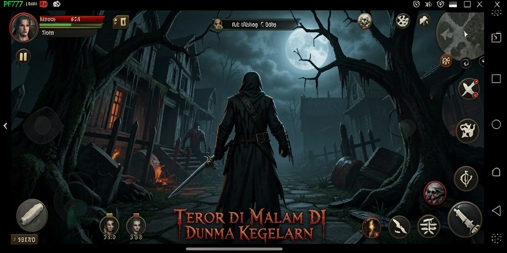 Screenshot gameplay PF777 menampilkan suasana Horror yang mencekam.