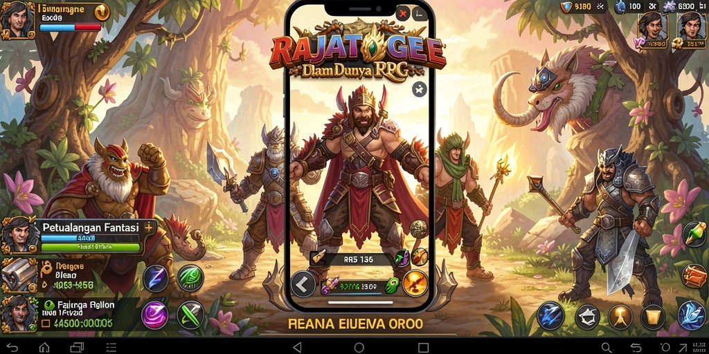 Screenshot gameplay RAJATOGEL menampilkan aksi pertarungan yang seru dan lingkungan yang indah.