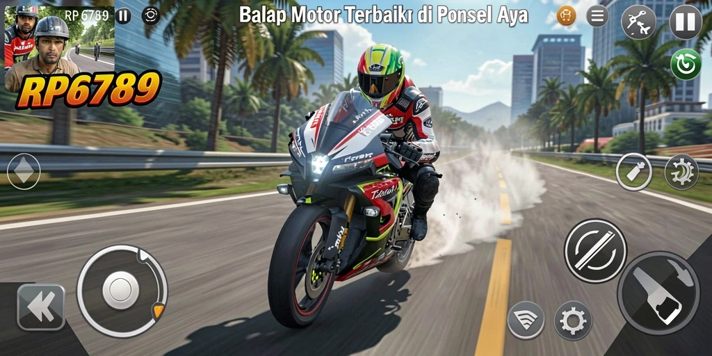 Gameplay menegangkan dari balapan motor RP6789 yang mengasyikkan.