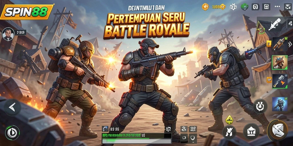 Screenshot gameplay SPIN88 menampilkan pertempuran intens di medan luas.