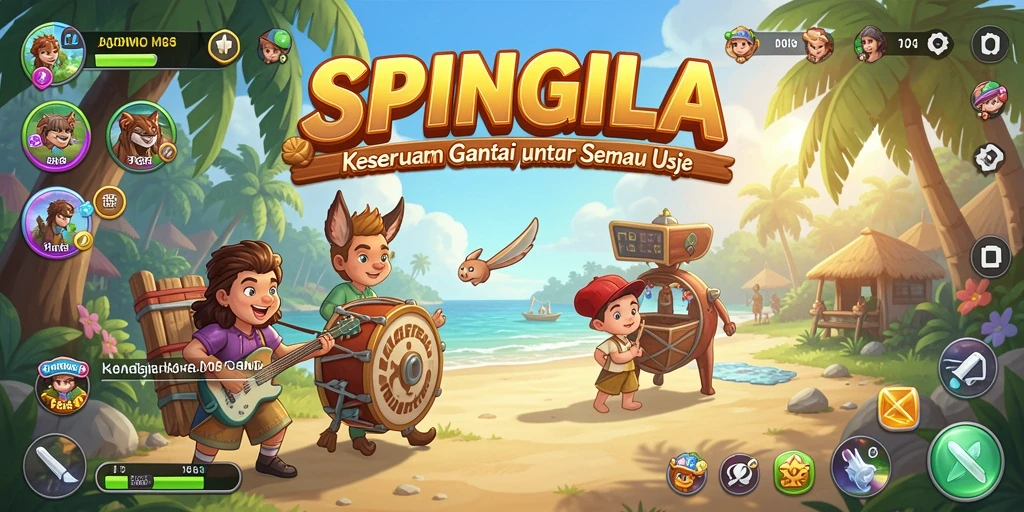 Tampilan gameplay SPINGILA yang penuh warna dan menyenangkan.