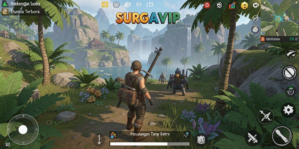 Tangkapan layar gameplay SURGAVIP yang menunjukkan eksplorasi dunia terbuka yang menarik.
